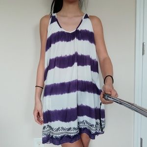 Purple and White Striped Beach Dress